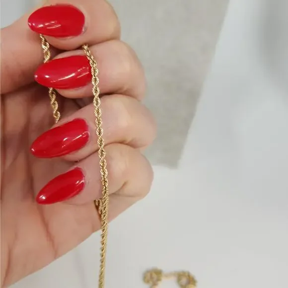 14k Yellow Gold Rope Chain Necklace 20in Classic Twist Link, Secure Barrel Clasp - Picture 5 of 11